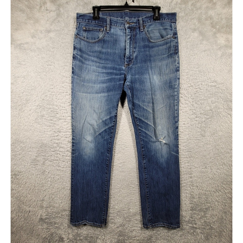Brooks Brothers Jeans Mens 36x32 Blue Straight Fit Distressed Denim